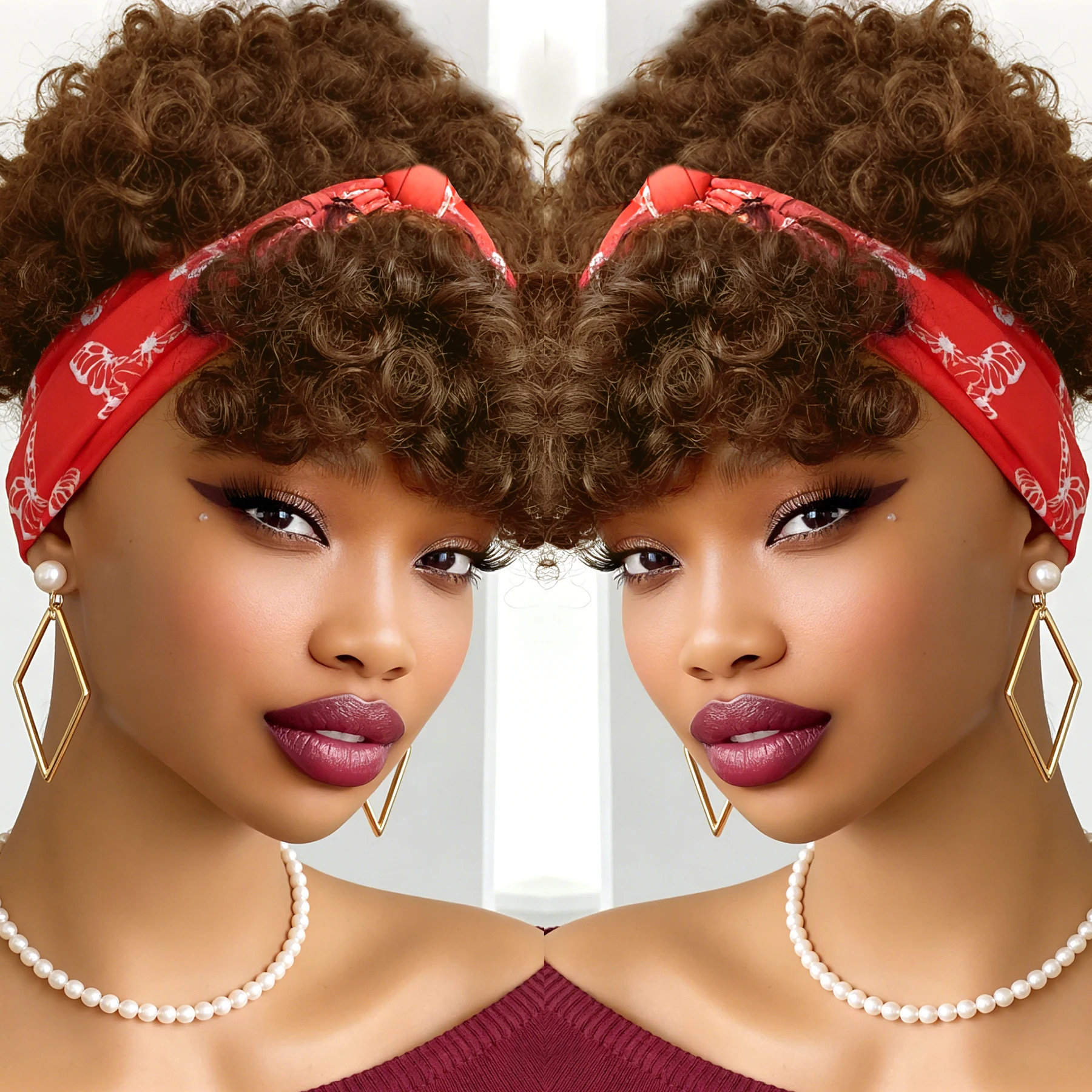 

Short Curly Pixie Cut Headband Wig - 100% Human Hair Pixie Cut Machine Made Wig Remy Hair for Women