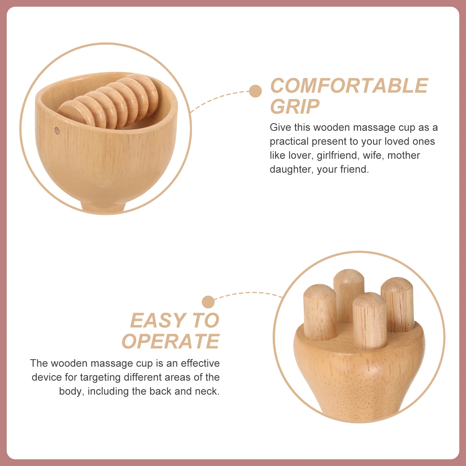 

Wooden Handheld Massage Cup for Back Foot Therapy Multipurpose Scraping Rolling Cupping Tool Body Shaping Massager Anti