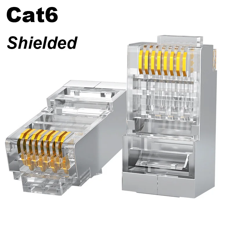 10/100PCS RJ45 RJ11 Cat7/CAT6 A/CAT5E CAT5 Connectors 8P8C Gold Plated Shielded FTP/STP Lan Network Modular Crystal Plug Modem