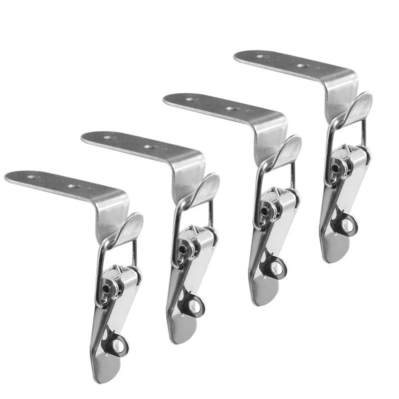 YLS-2X 90 Degrees Duck-Mouth Buckle Hook Lock Spring Loaded Draw Toggle Latch Clamp Silver Hasp Latch Catch B