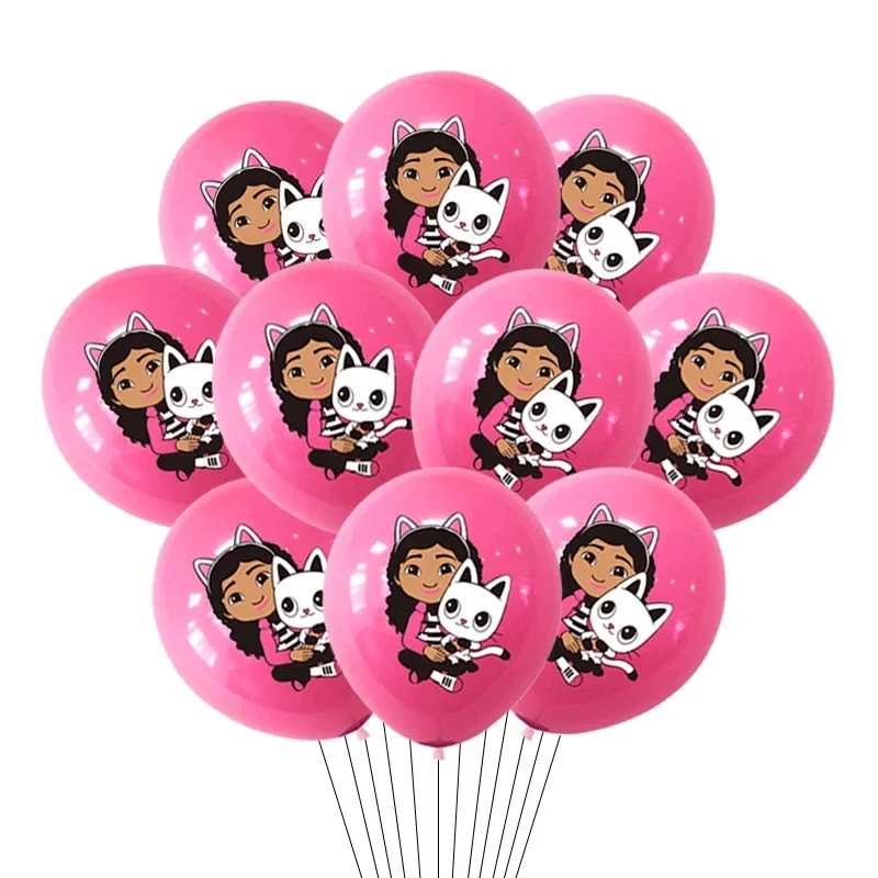 10/15 Stück 12 Zoll Cartoon Gabby Dollhouse Katzen-Print Latex-Ballons Konfetti-Globos Geburtstagsparty Babyparty Deko Helium