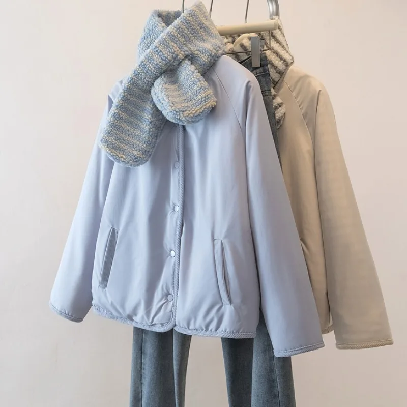 معطف نسائي 2025 جديد مزدوج الجوانب يمكن ارتداؤه من الصوف القطبي فضفاض بأكمام طويلة مع سترة دافئة