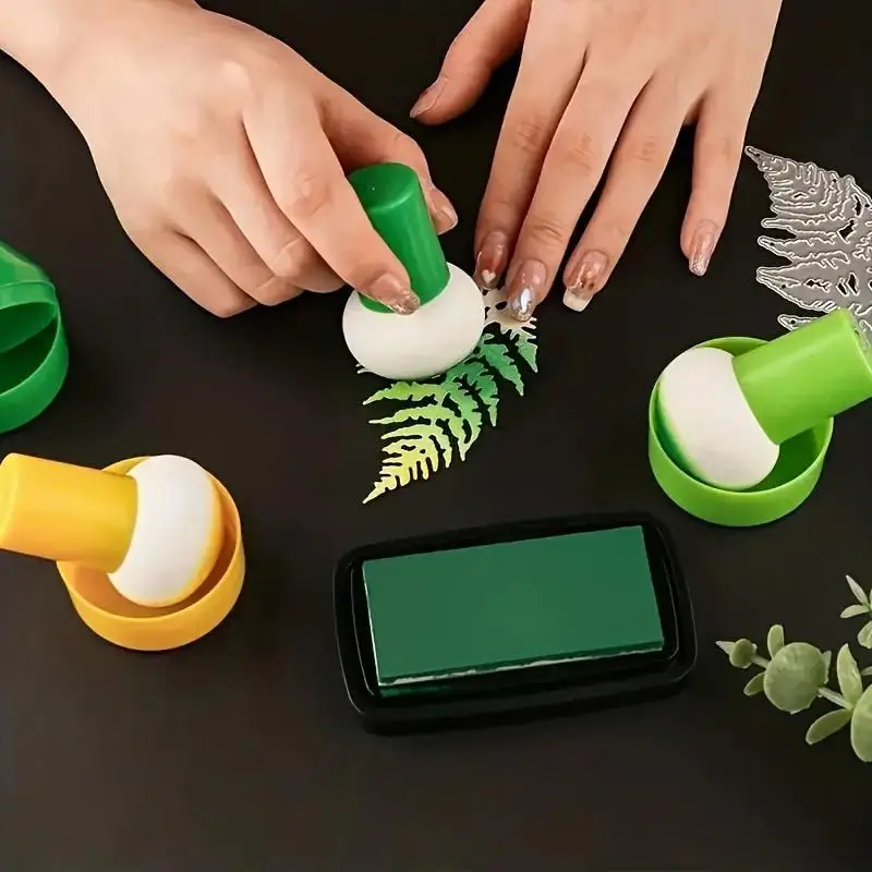 New 5Pcs Stencil Sponge Brush Set, Handle Ink Daubers For Scrapbooking Card Making DIY Crafts Gourd Painting Wet & Dry Use