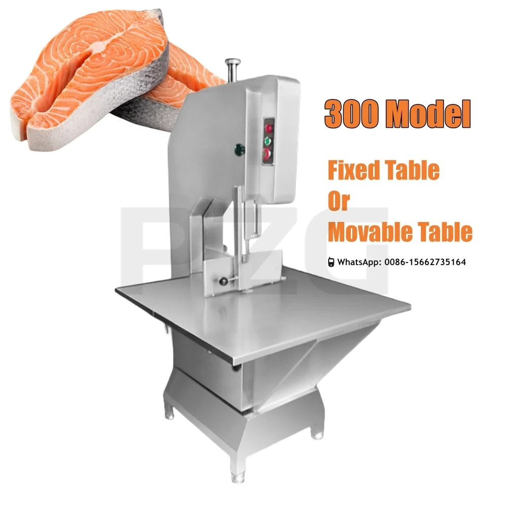 Commercial Stainless Steel 400 Movable Table Electric Fish Pork Cow Beef Frozen Meat Steak Bone Band Saw Cutter Cutting Machine