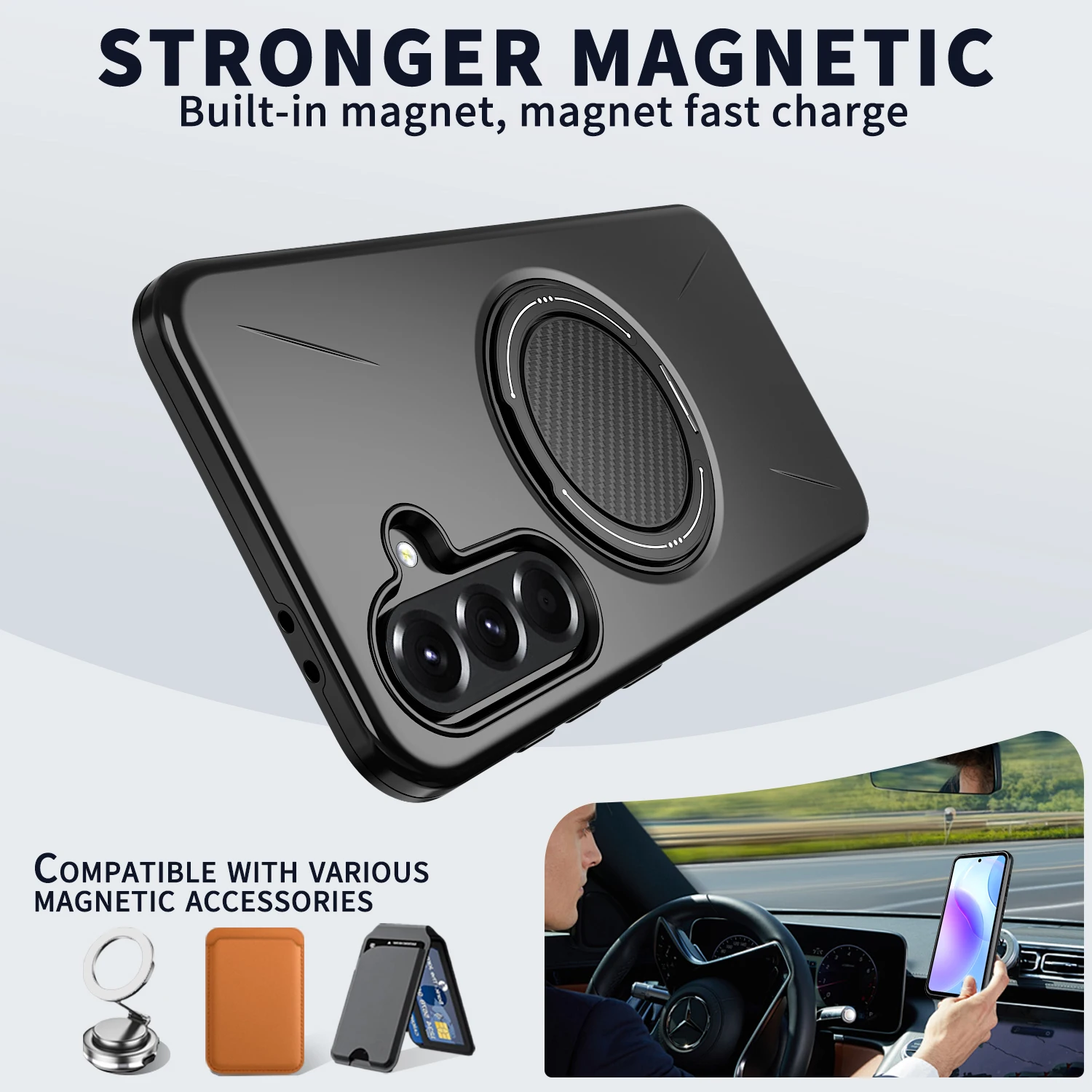 軍用グレードのリングホルダーケース、Samsung Galaxy A17 5G、A16、A56、A36、A26、A55、A35、A15、A14、S25 FE、S24 Ultra、S23 Plus対応、ハードカバー