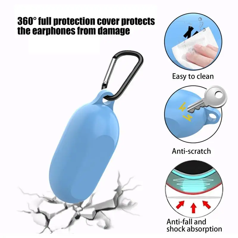 Funda de silicona antiarañazos para auriculares, funda protectora con mosquetón