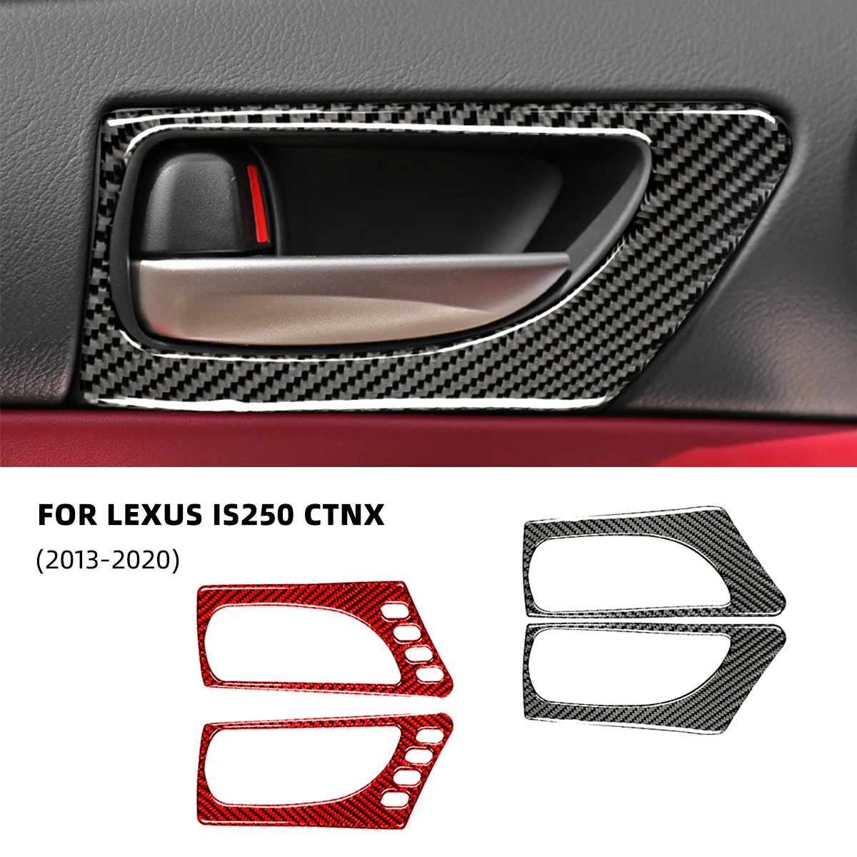 For Lexus IS250 2013-2020 Real Carbon Fiber Door Handle Inside Bowl Decorative Black Car Interio Stickers Cars Accessories Auto