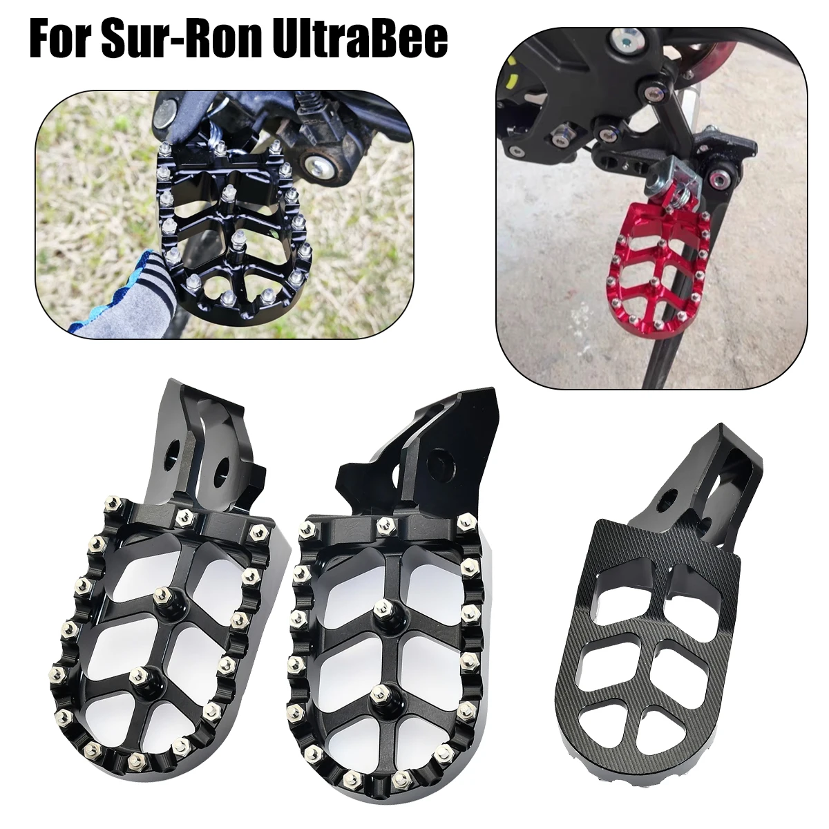 

CNC Aluminum Footrest Footpegs Foot Pegs Pedal For Surron Ultrabee Ultra Bee SUR RON Off-Road Electric Vehicle Dirt Bike Parts