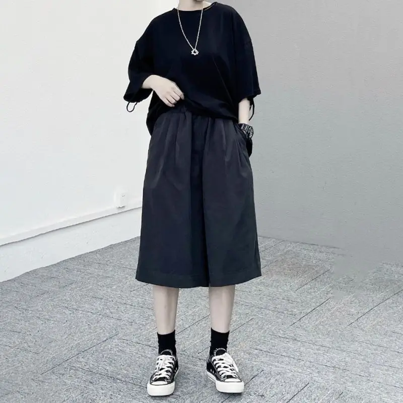 Wide Leg Pants Women Knee-length Unisex Summer Streetwear Ulzzang Vintage Personality Chic Couple Cool All-match Harajuku Y2k