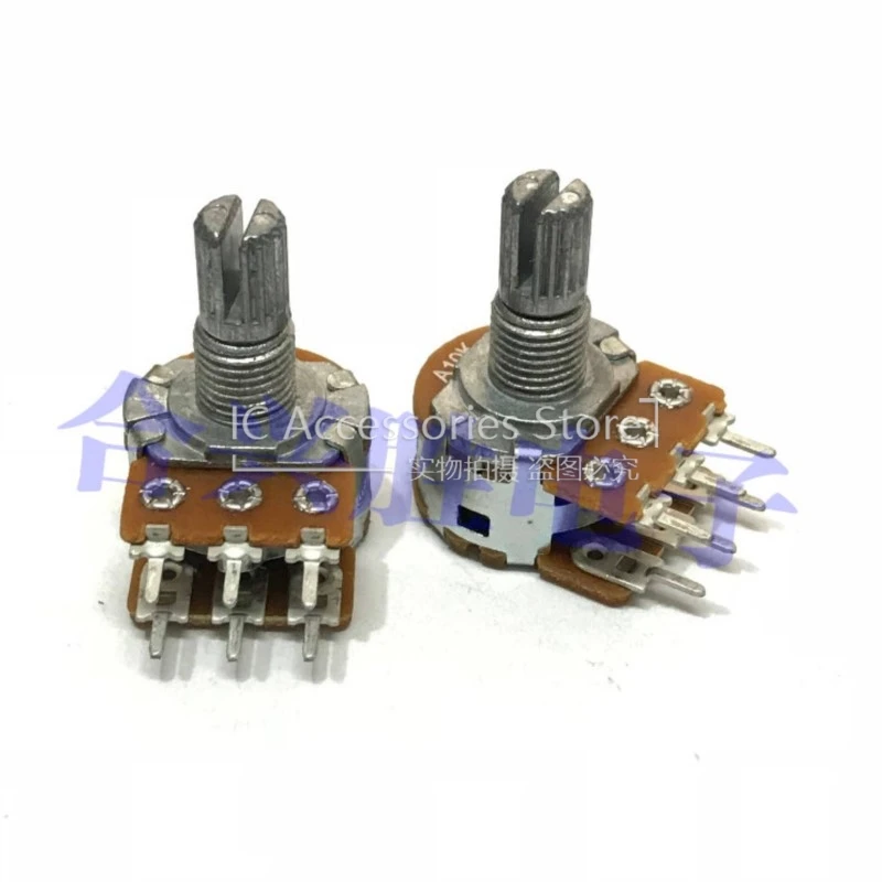 1 sztuk RV16 typ podwójny A10K R201T X400 głośnik Audio wzmacniacz mocy potencjometr głośności kwiat długość wału 15MM