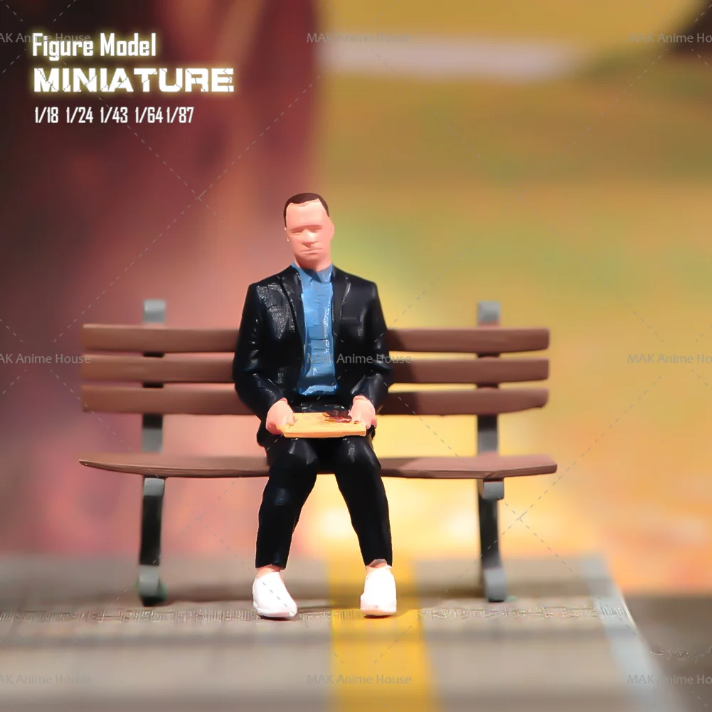 Miniatures 1/87 1/64 1/43 1/24 1/18 Figure Forrest Gump In A Suit Sitting On A Bench Dolls Model Home Scene Ornament Prop Toys