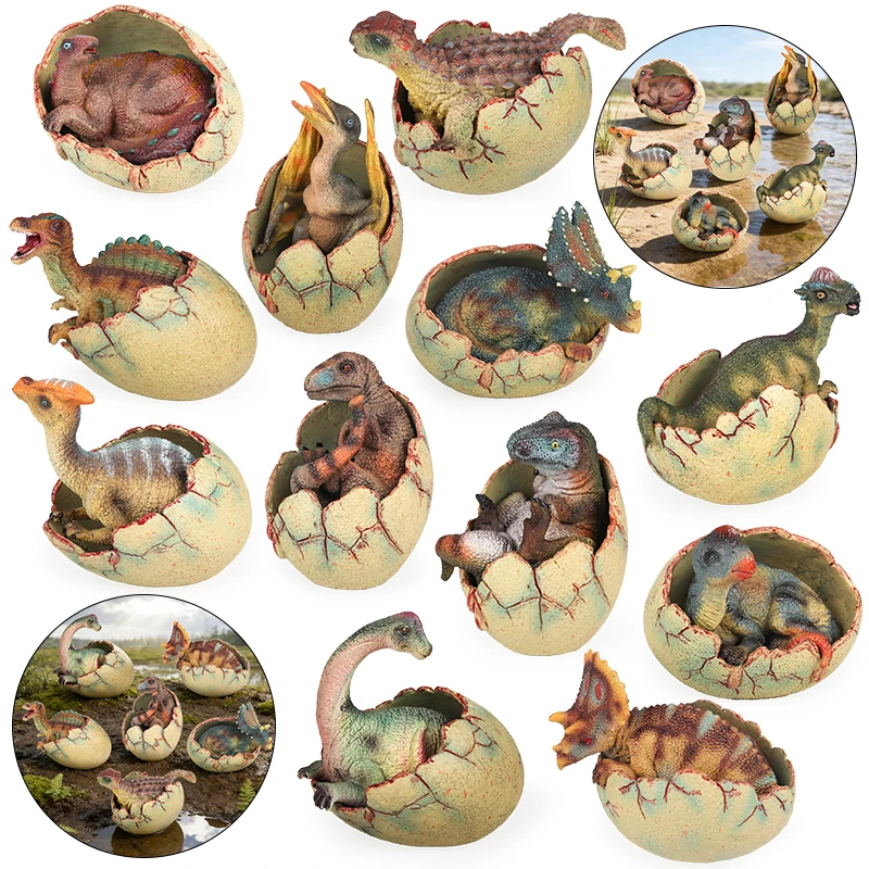 Oenux clássico dinossauro filhotes t-rex sishai spinosaurus velociraptor pterosaur rachado dinossauro ovo modelo coleção brinquedo do miúdo