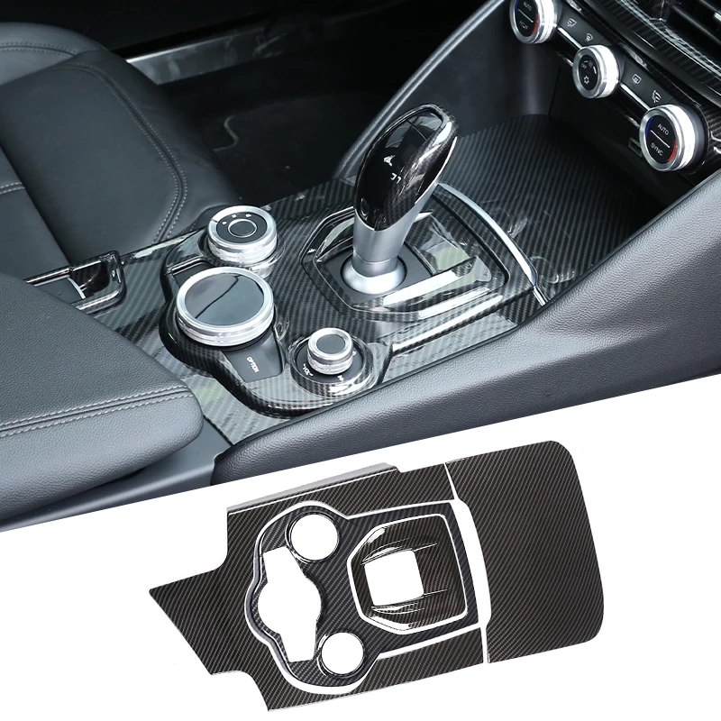 ABS Carbon Fiber Center Console Gear Shift Panel Frame Cover Trim Stickers For Alfa Romeo Giulia 2017-2019 Interior Accessories