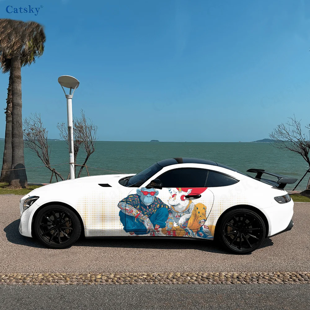 

Gaudy Monkey Unicorn украшение на боковую наклейку автомобиля, водонепроницаемая устойчивая к царапинам наклейка из ПВХ, защита автомобиля, автоаксессуары в подарок