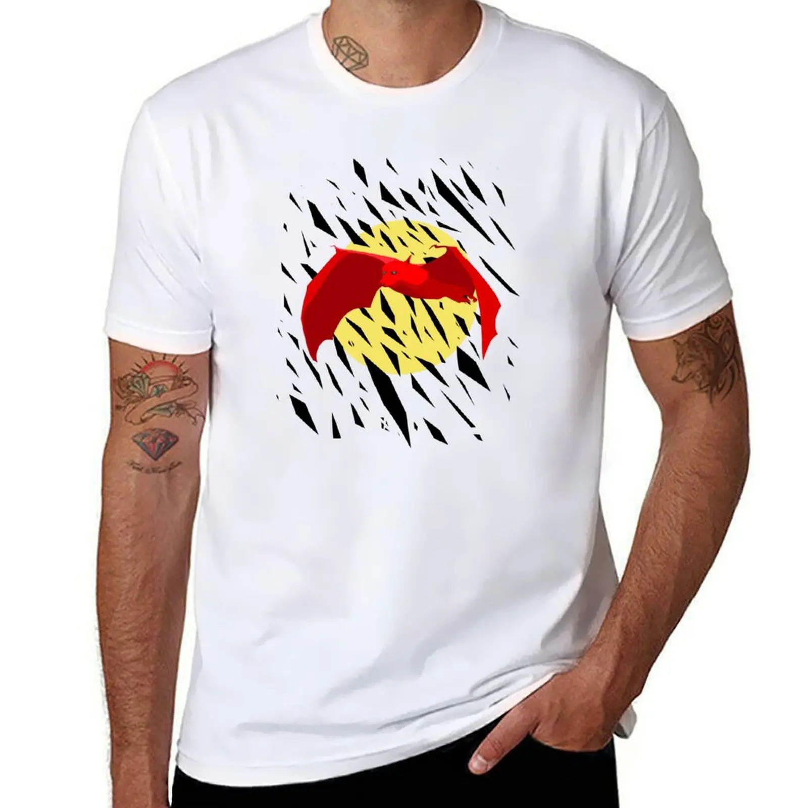 

Red Bat Game Adventure with Yellow Sun T-Shirt man t shirts graphic essential t shirt t shirts for man cotton funny T-shirt