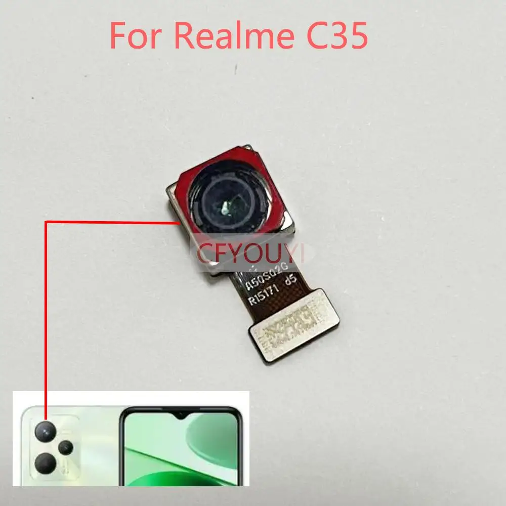 Rear Back Camera For Realme C35 Main Backside View Big Camera Module Flex Repair Parts