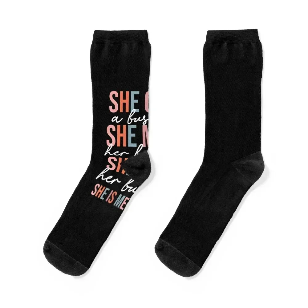 

Womens She Owns A Business She Minds Her Business Small Business Socks New year's football sheer Men Socks Women's