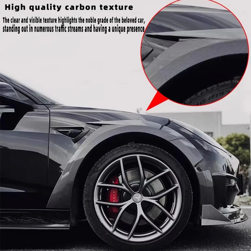 For 2019-2023Tesla Model 3 Wide Body Kit ABSCarbon pattern and glossy blackMudguard Exterior Trim CoverSpoiler Wheel Accessories