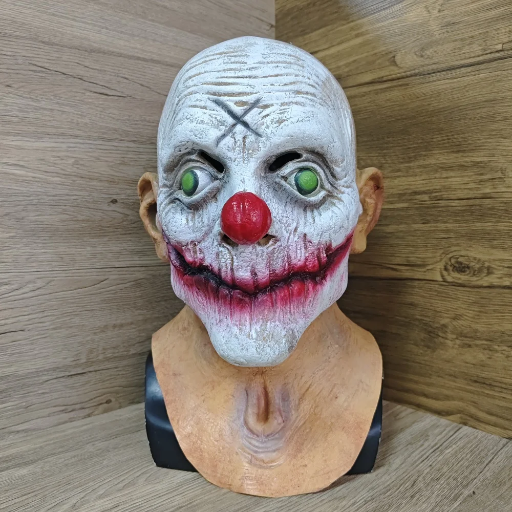 

Horror Clown Latex Mask Halloween Haunted House Cosplay Full Head Mask Carnival Party Role Play Horror Demon Costume Accessories