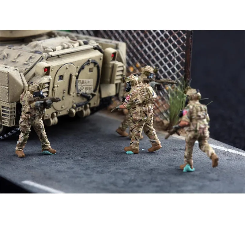 

1:72 Model Painted Resin 4Pcs Modern US Special Forces Chemical Defense Soldiers Figure DIY Scene Accessory Collection Display