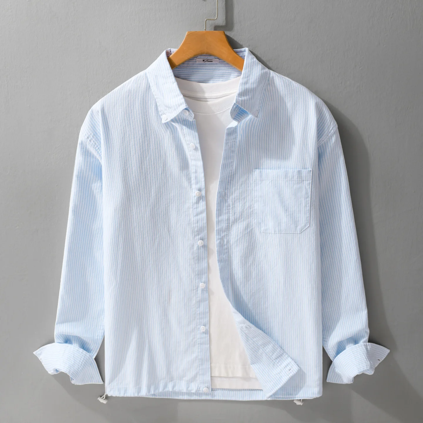 

Loose Fit Men's Long Sleeve Shirt Casual Stripe Pattern Japanese Style Spring Autumn Fashionable Versatile Male Casual Shirt