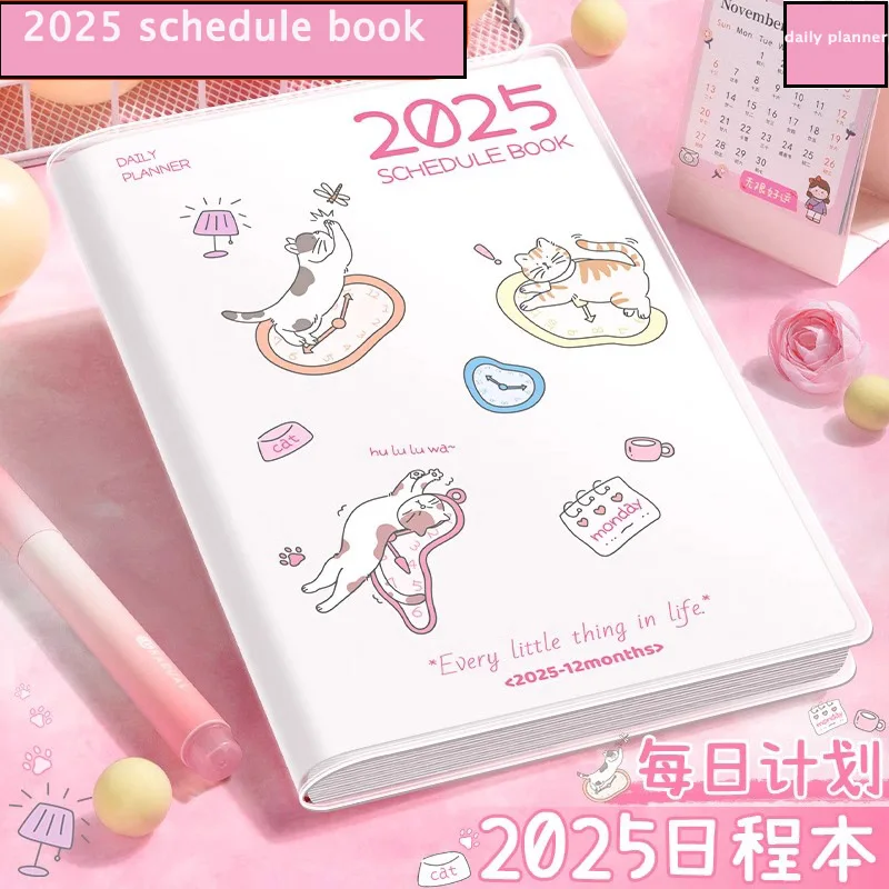 

2025 Planner Notebook Daily Plan Efficiency Manual Management Table Notes Cute Diary Note Book for Gift