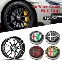 60mm Car Wheel Hub Caps Auto Emblem Tire Center Cover Badge Decor For Alfa Romeo Sportiva 147 156 166 159 Giulietta Giulia GT