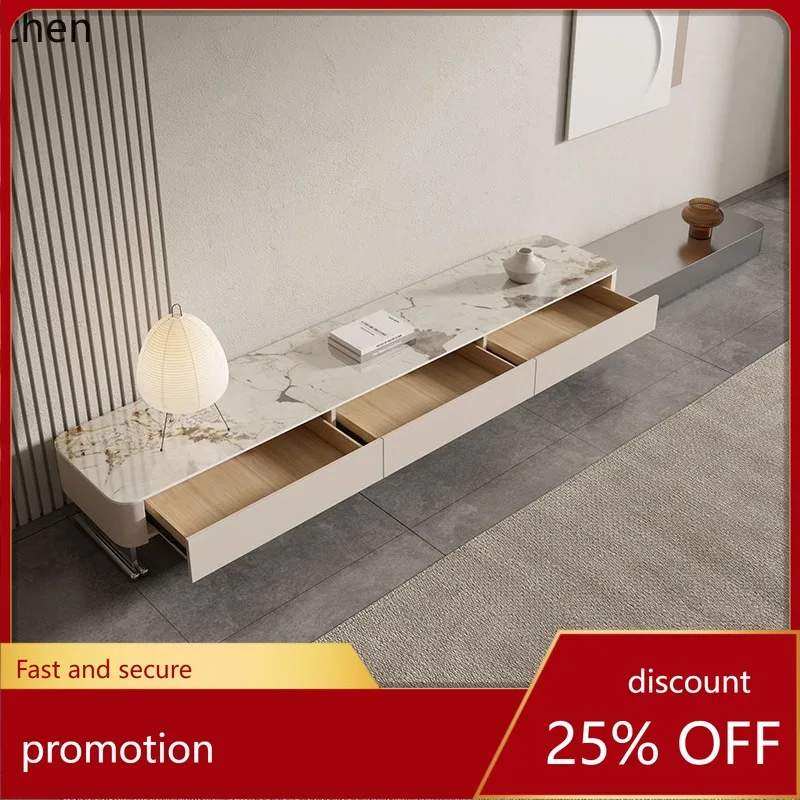 

HXL каменная плита, столешница, выдвижной шкаф для телевизора, свет, роскошная маленькая квартира, гостиная, ТВ-шкаф, комбинация журнального столика