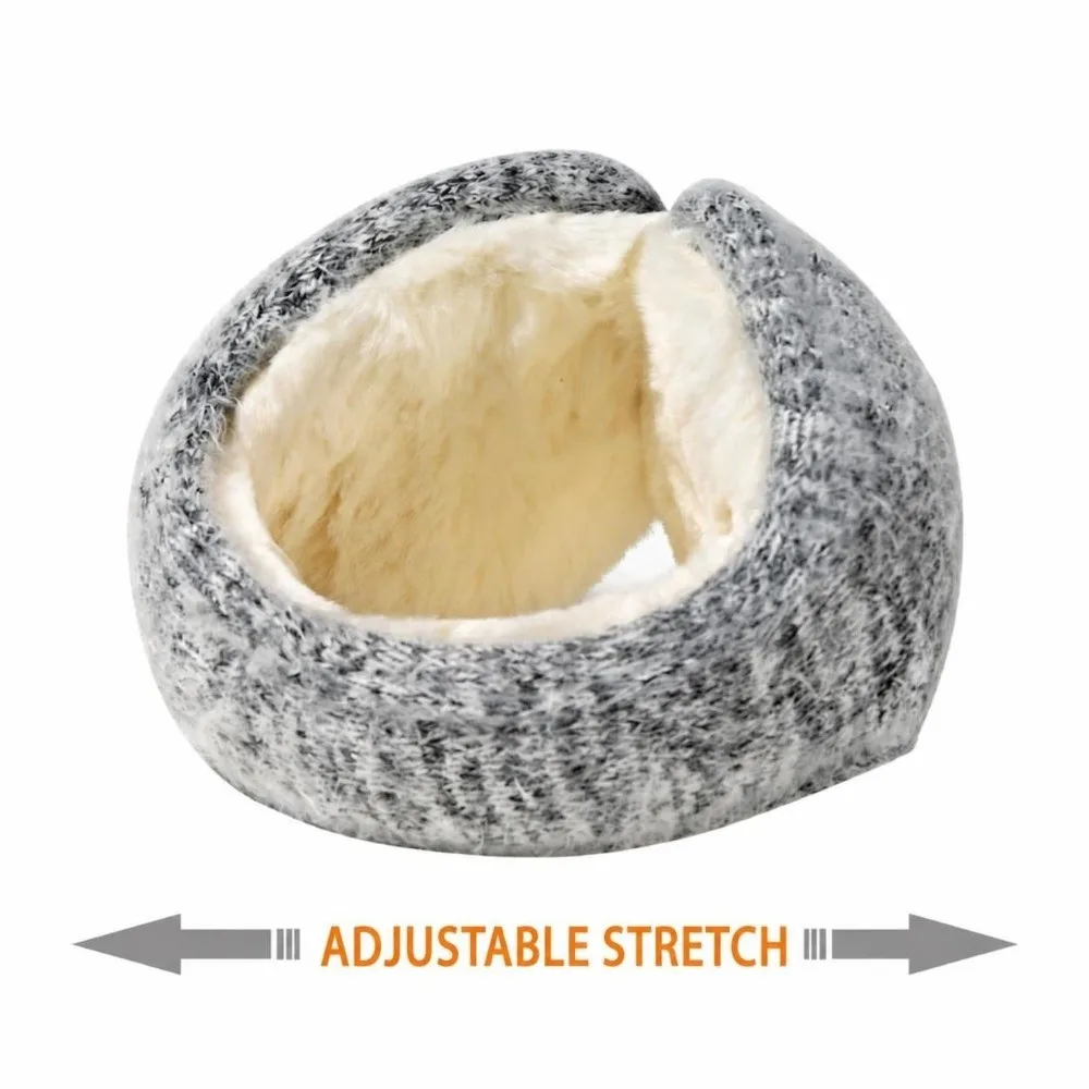 Back Worn Design Mohair Fleece Earmuffs Lining Lightweight Knitted Ear Warmers Portable Stretch Foldable Ear Protector