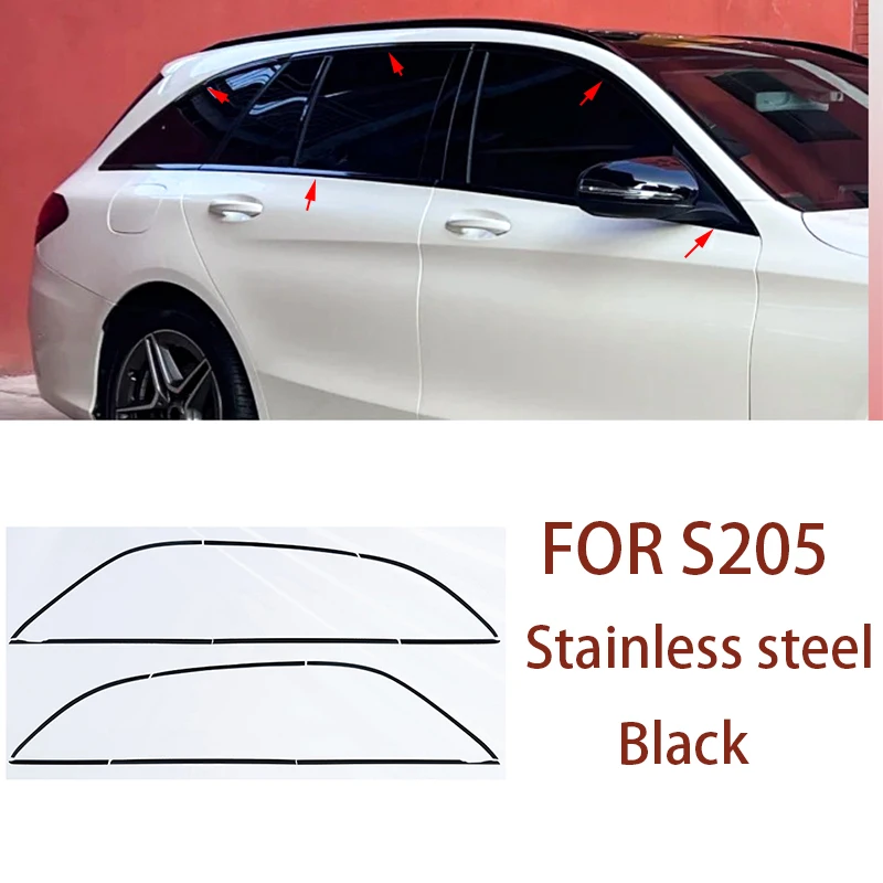 Nieuwe FIT VOOR Mercedes-Benz C-Klasse Wagon S205 2015-2021 roestvrij staal zwart Buitenkant Venster Molding Strip Sill side Cover Trim