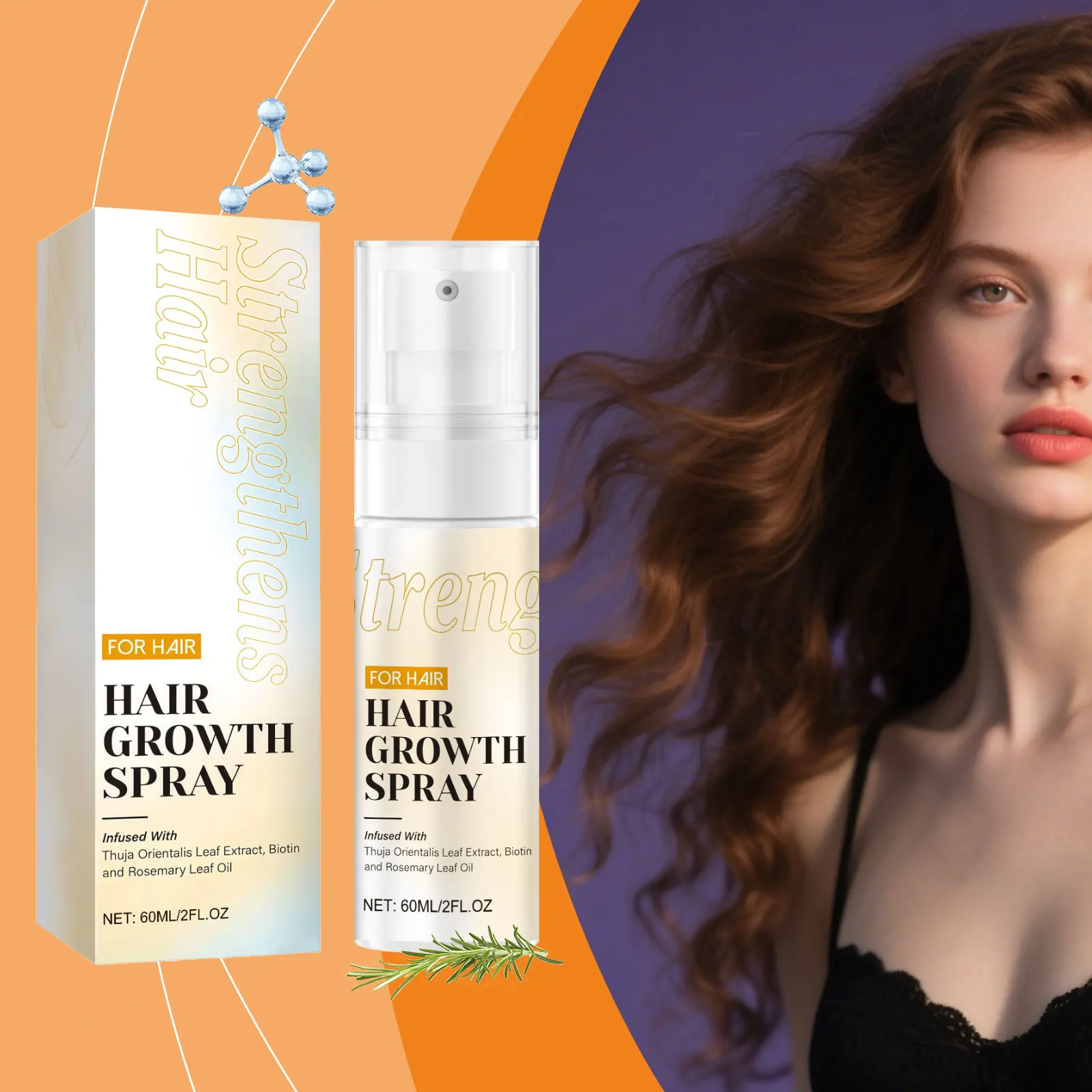 Rosemary Hair Care Spray Nourish Scalp Strengthen Hair Roots Repair Damage Promote Growth Gentle Moisturizing Hair Care Essence