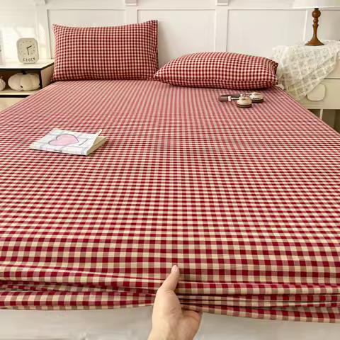 100% Cotton Fitted Sheet Adults Kids Room Bedsheets Single/Twin/Queen/King Size Bed Cover прост... product image
