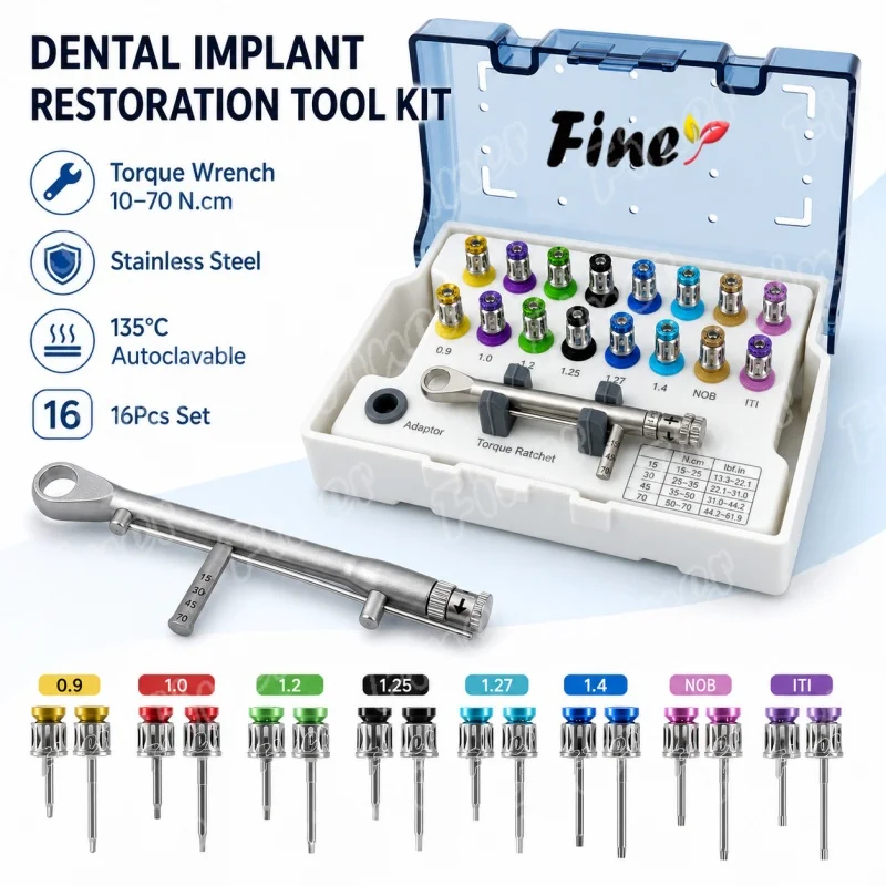 16pcs Dental Implant Screwdriver Set Torque Wrench Screwdrivers Universal Prosthetic Kit Screw Driver Dental Implant Kit