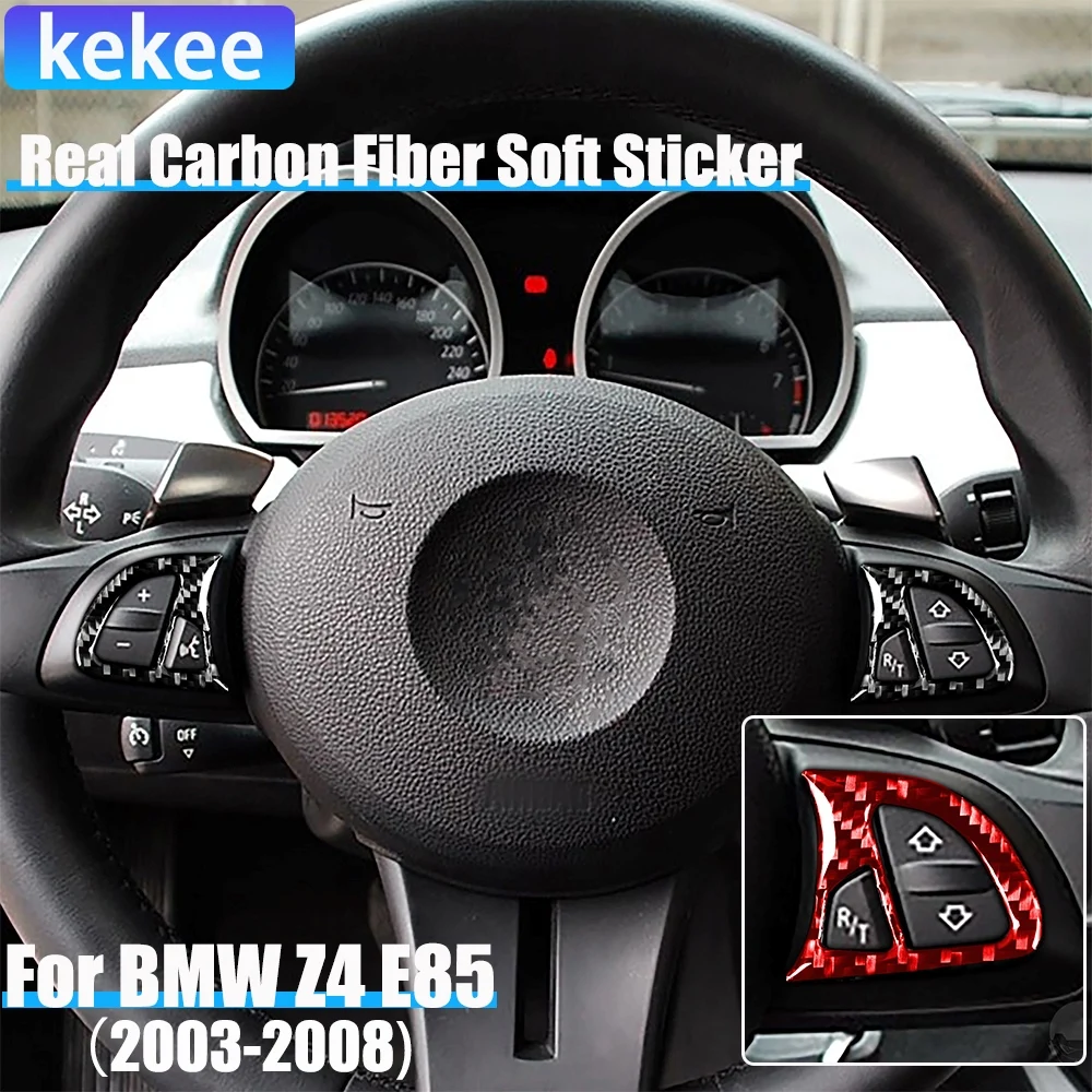 

Real Carbon Fiber Car Accessories Driver Wheel Button Decorative Cover Soft Sticker For BMW Z4 E85 2003 2004 2005 2006 2007 2008