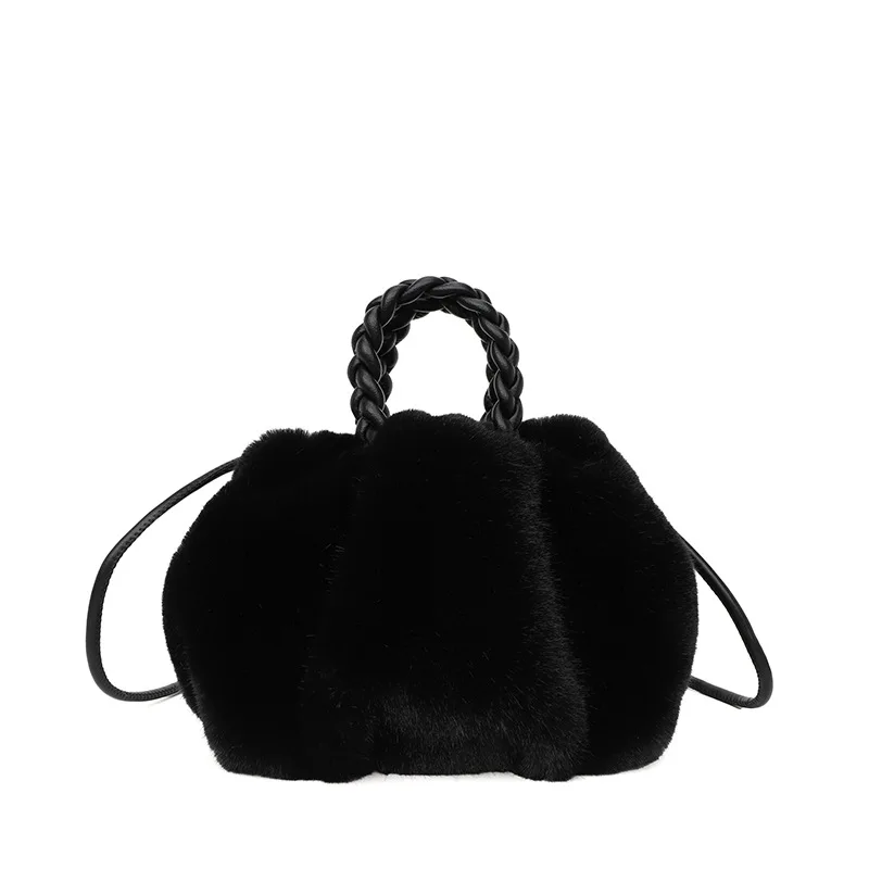 2023 Popular Warm Winter Women Handbags Plush Ladies Cloud  Rabbit Shaped Cute Female Clutch Purse Bag