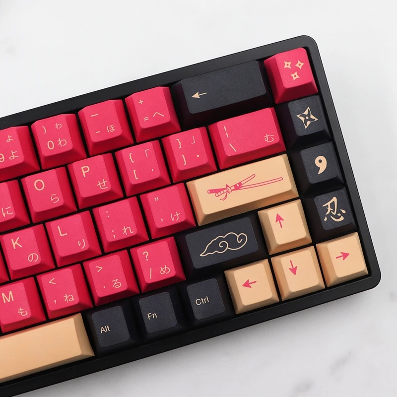 Stylish Japan Samurai Keycaps Cherry 135-Key For MX GK61/ 64/ 68/87/104/108 Dye Subb Japanese & English Dropship