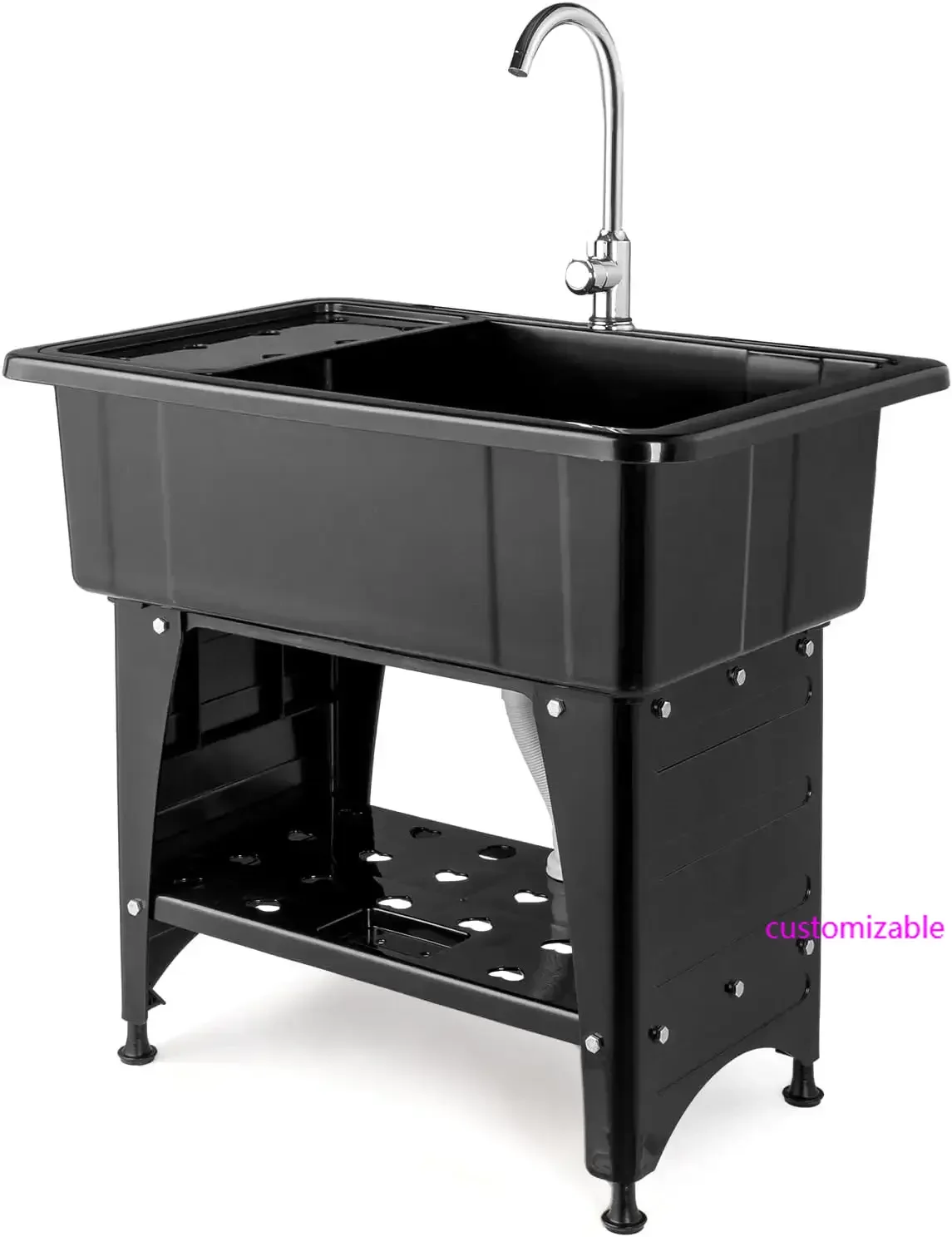 

Универсальная раковина, ванна для стирки, отдельно стоящая универсальная раковина с краном из нержавеющей стали, черная, 32,3 дюйма Ш x 22,4 дюйма Г x 36,2 дюйма В