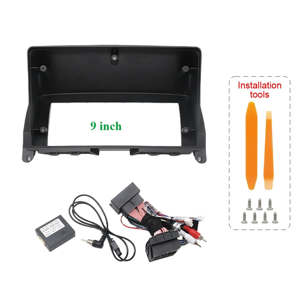 9 Inch Radio Fascia Frame Wiring Harness CANBUS Decoder Optional For Mercedes Benz C-Class W204 S204 C180 C200 2007-2014