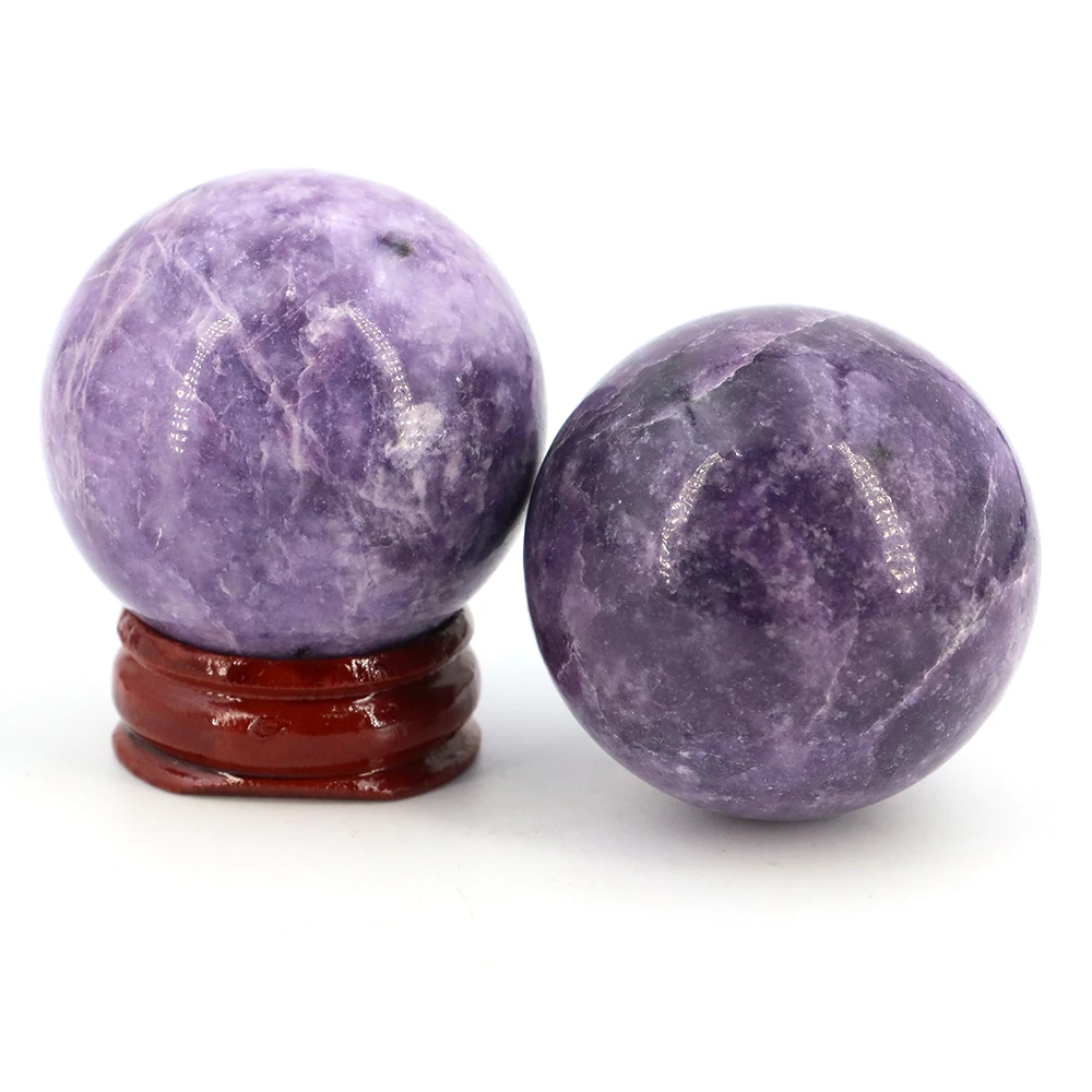 40mm Natural Stone Lilac Lepidolite Ball Reiki Healing Crystals Sphere Massage Globe Chakra Mineral Gem Specimen Home Decoration