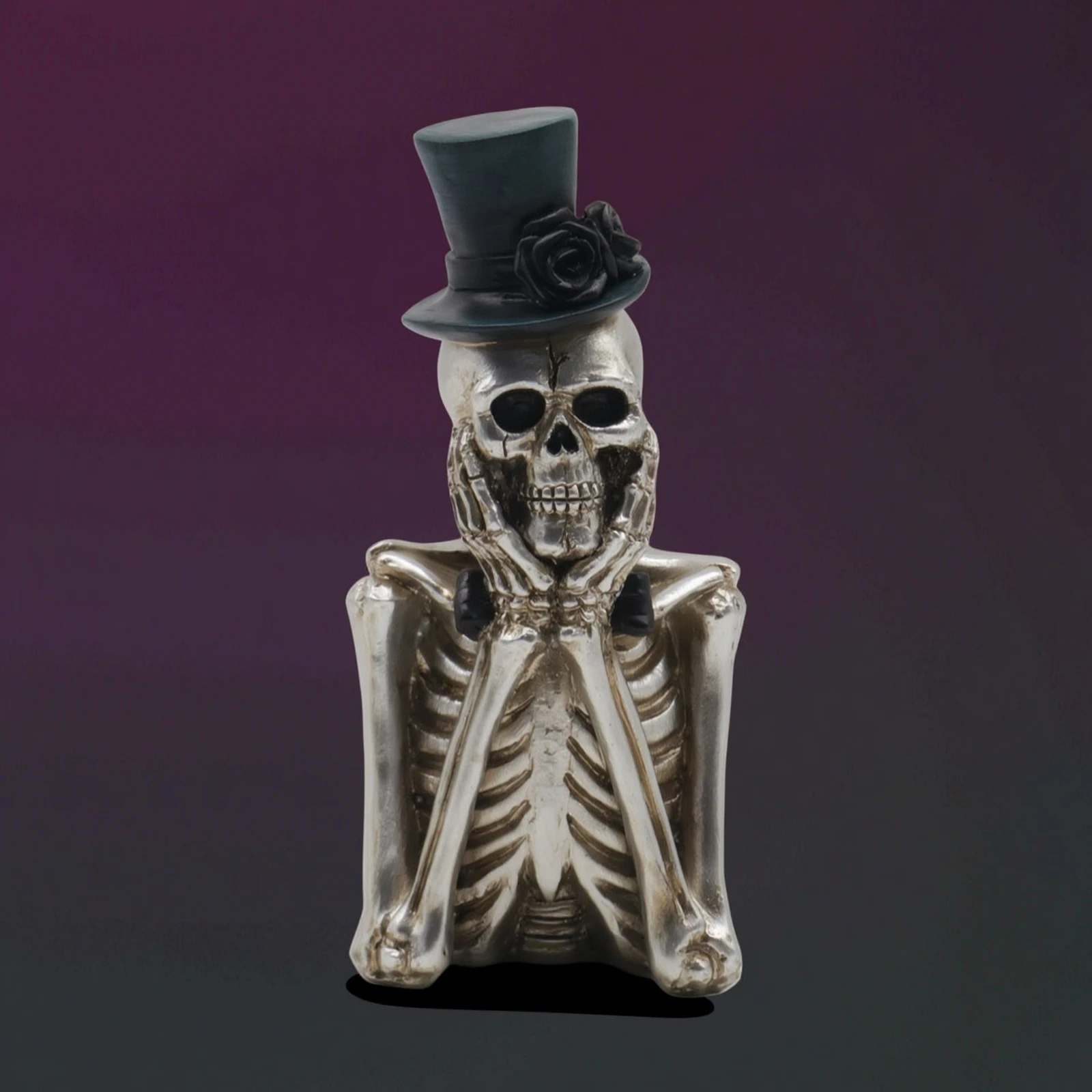 Skeleton Figurine Decorative Skeleton Decor Ornament Sculpted Statue Indoor for Goths, Mantel, Office Desk