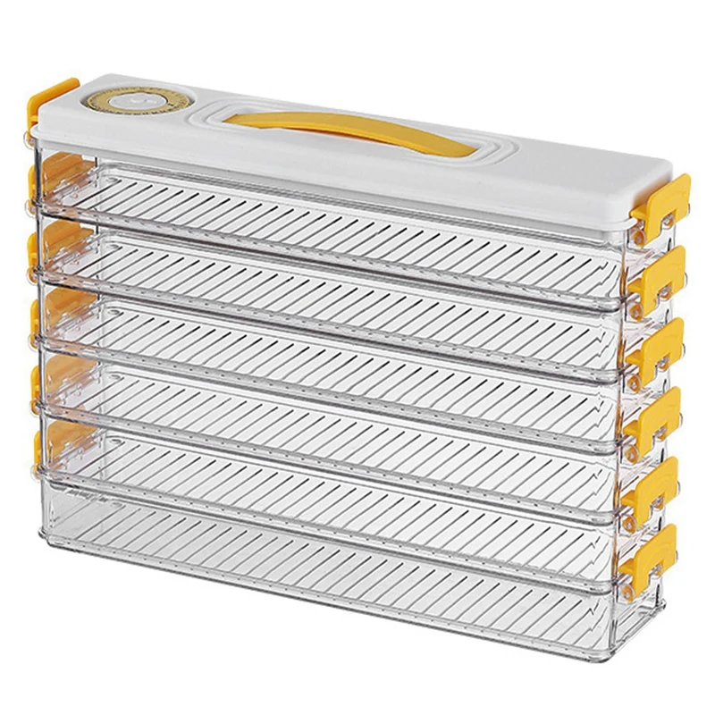 

1 Piece Space Saving Dumplings Keeping Storage Box Multi Layer Non-Stick With Date Record