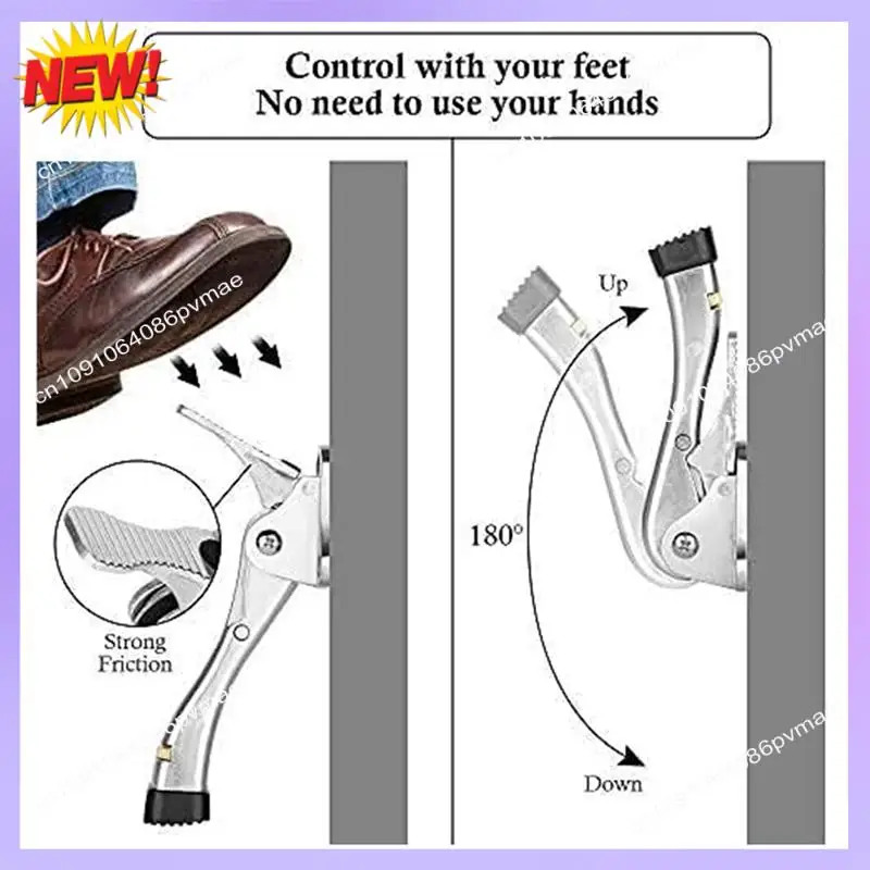 T24C Foot Door Stop Automatic Foot Door Door Stop Invisible Adjustable Movable Anti-Collision Brake 4 Inches 3Pieces