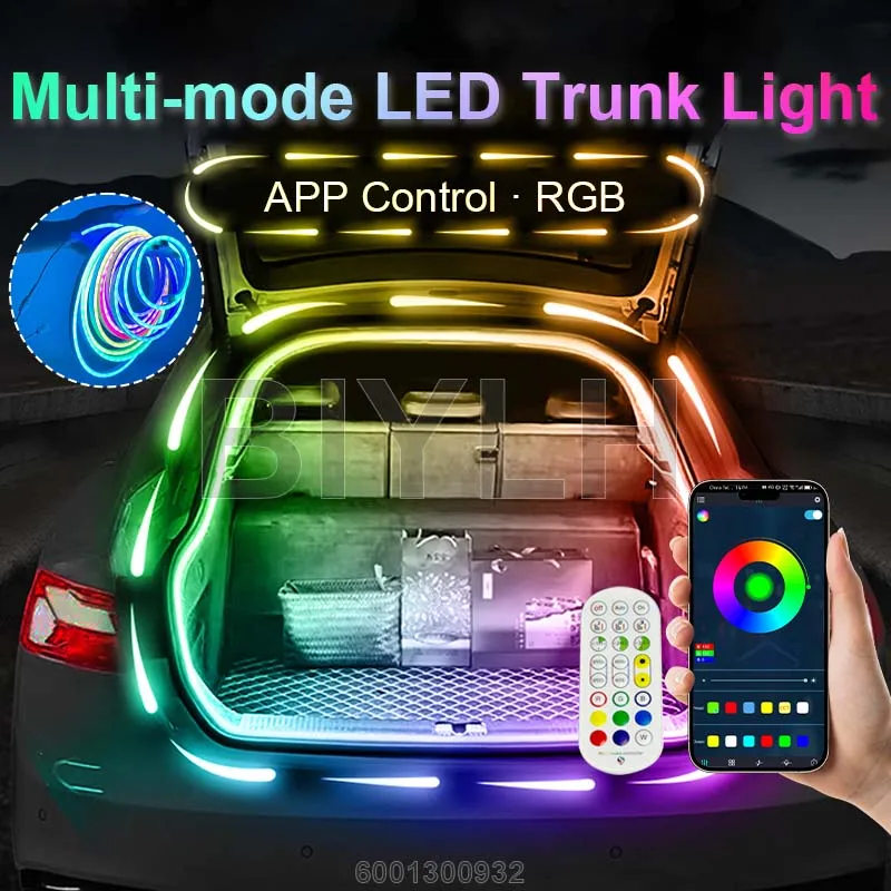 Car LED Trunk Light RGB Interior Atmosphere Light APP Control Neon Rear Brighten The Light Bar Customized 5M LED Car Accessories