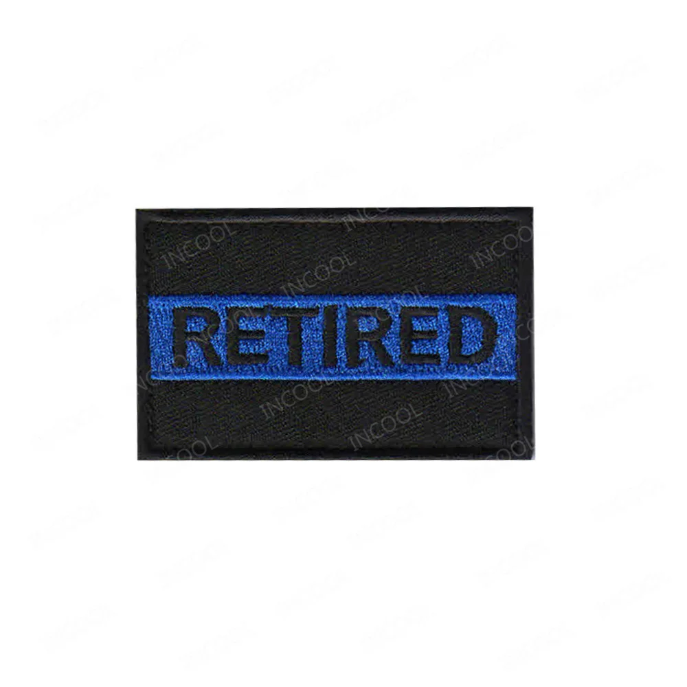 Retired Thin Blue Line Embroidery Patches Appliqued Sticker Chevron Strip Embroidered Patch For Clothing Backpack