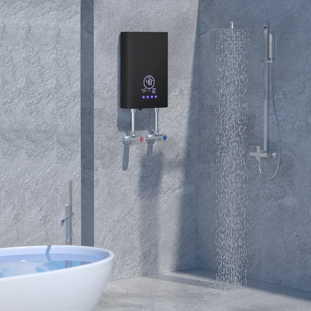 Scaldabagno istantaneo 110V/220V Bagno Cucina Scaldabagno elettrico a parete Scaldabagno senza serbatoio con controllo vocale