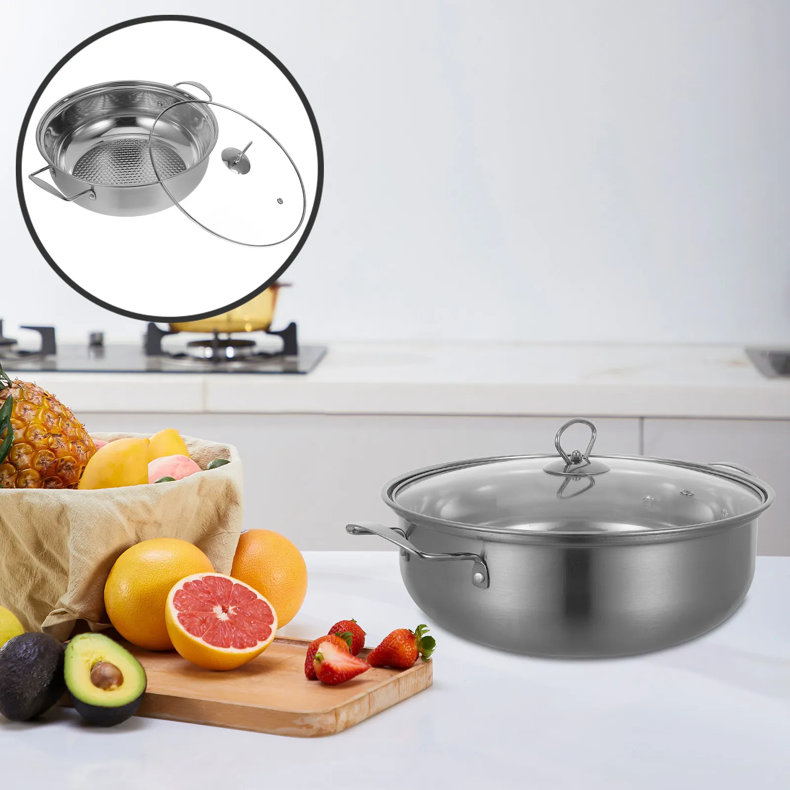 

Кастрюля-хотпот из нержавеющей стали, утолщенная, для домашней кухни, для супов, с равномерным нагревом, сковорода-хотпот, кухонная кастрюля для приготовления пищи