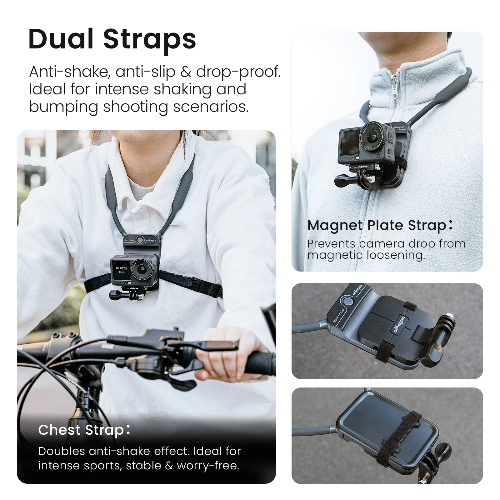 aMagisn Niewidoczny magnetyczny uchwyt na szyję POV uchwyt do kamery bez użycia rąk dla Gopro Hero 13 12 DJI Action 6 5Pro 4P Insta360 X6 Acepro — zdjęcie produktu 6
