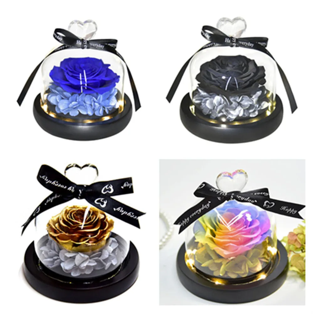 

Glowing Decor Glass Cover Golden Desktop Ornament Romantic Valentine's Day Gift for Women Home Ornament