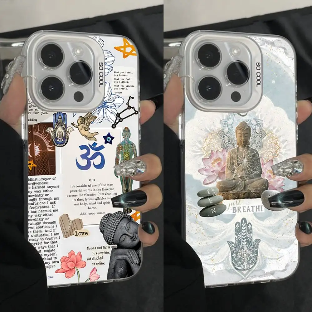 

The Buddha Phone Case For iPhone 16,15,14,13,12,11,Pro,Max,Plus,Mini,XS,SE Anti Fall Gray White Matte Hard Bumper