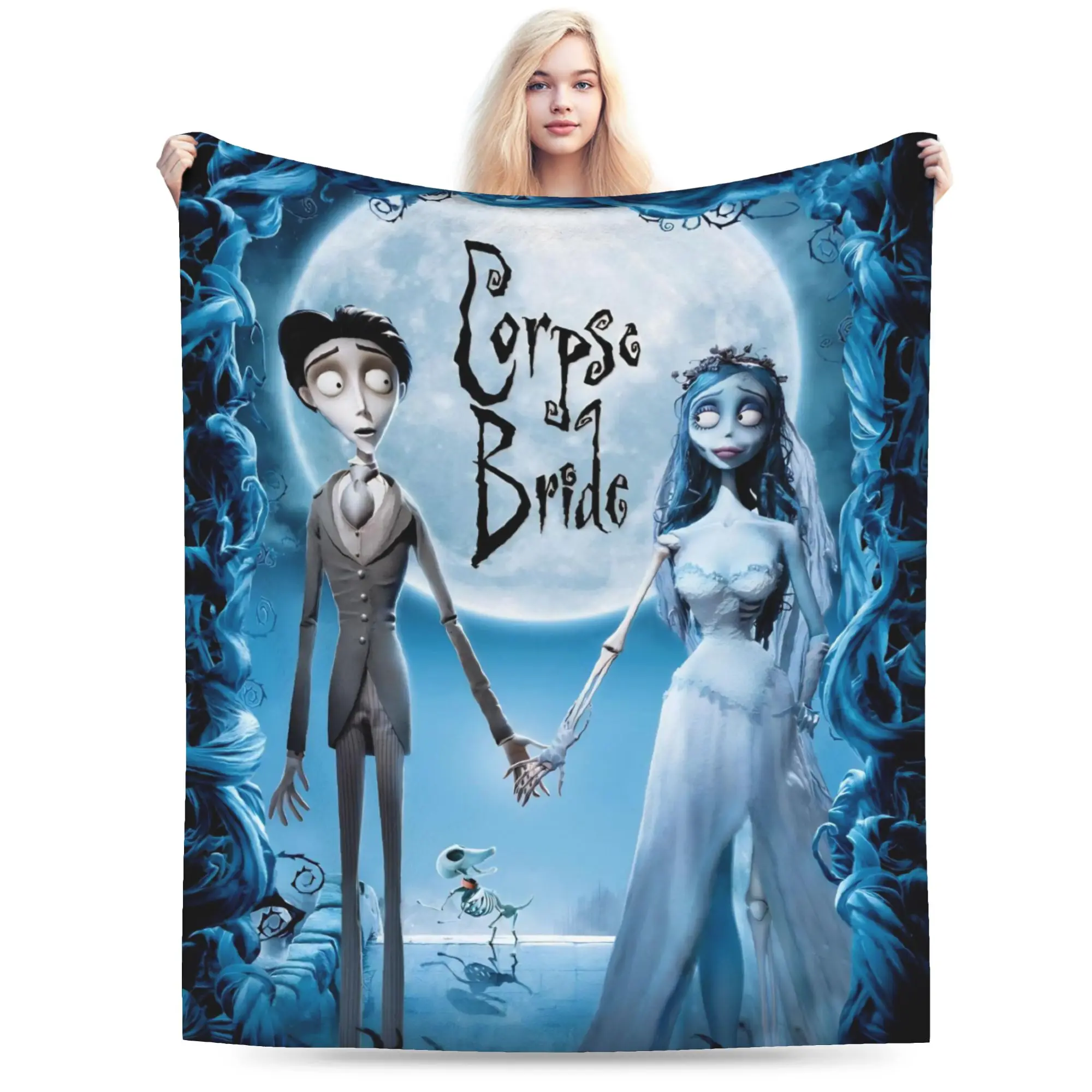 جثة العروس إميلي وفيكتور بطانية الفانيلا طباعة المحمولة لينة رمي البطانيات ل أريكة غرفة نوم المفرش